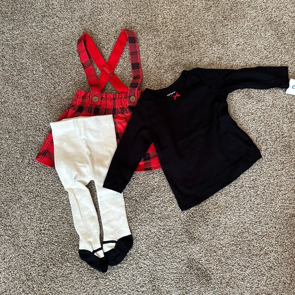 BABY CARTERS 3 PIECE TEE & JUMPER SET SIZE 9M  #K67 - Picture 3 of 3